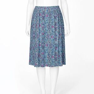 Canyon Retreat Teal Blue Floral Tiered Boho Skirt Elastic Waist XL Petite Casual